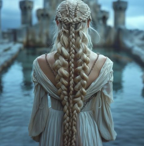 which one is your favourite? 1, 2, 3, 4? Irish Braids, Targaryen Hair, Medieval Hairstyles, Viking Braids, Fantasy Hair, Short Hair Tutorial, Fancy Hairstyles, Braids For Long Hair, Who Cares