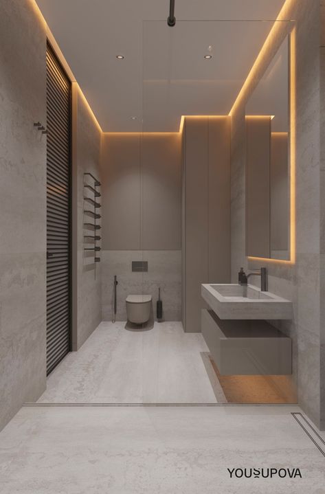 S028 on Behance Bathroom Recessed Lighting, Pop Ceiling Design, Washroom Design, Ceiling Design Modern, Bathroom Design Inspiration, Bathroom Ceiling, Bathroom Design Decor, Toilet Design, Lighting Design Interior