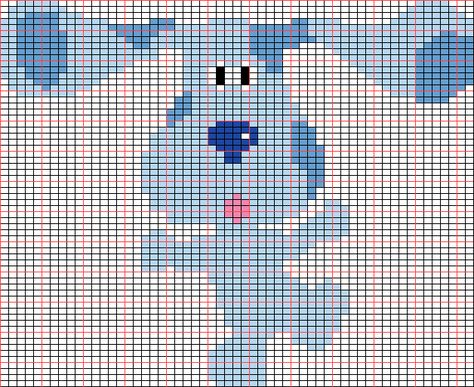 Blues Clues Chart Kandi Kids, Knitting Graphs, Graphghan Patterns, Blue Clues, Baby Chart, Dog Patterns, Stitch Character, Crochet Eyes, Pixel Art Templates