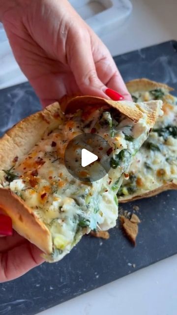 Mediterranean Diet Meal on Instagram: "🫒🥘 Baked Spanakopita Tortilla. 💁‍♀️ Type "Tortilla" If You Want to Get More Recipes From @mediterraneandiet_meal 👋 Follow @mediterraneandiet_meal to Get Daily Mediterranean Recipes 👉 ingredients 1 large burrito size tortilla 1 tbs olive oil 2 handfuls baby spinach, rough chop 2 scallions, chopped salt and pepper to taste 2 tbs dill, chopped 3 eggs 1 oz feta cheese, crumbled 1 handful shredded mozzarella cheese garnish: chili pepper flakes instructions Preheat your oven to 400° F. Lightly spray a small baking dish with olive oil. My dish was 10×7 inches. In a skillet, heat the olive oil and saute your scallions for 1 minute. Add in the baby spinach and toss to mostly wilt. Season with salt and pepper to taste. Stir in the dill and remove from pan. 3 Eggs, More Recipes, Mediterranean Diet Recipes, Diet Meal, Shredded Mozzarella, Wrap Sandwiches, Baby Spinach, Baking Dish, Mediterranean Diet