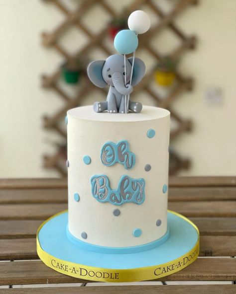 Birthday Cake For Kids, Elephant Birthday Cakes, Jungle Cakes, Baby Elephant Cake, Cakes For Kids, Cake For Kids, Cake Designs For Boy, Elephant Baby Shower Cake, Blue Birthday Cakes