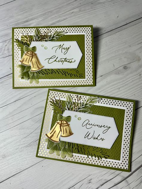 Golden Greenery Bundle From Stampin Up! used to create a greeting card Stampin Up Gold Celebrations Dsp, Golden Greenery Su, Su Golden Greenery Cards, Season Of Green And Gold, Stampin Up Golden Greenery Cards, Stampin Up Golden Greenery, Golden Greenery Stampin Up Cards, Stampin Up Christmas Cards 2024, Elegant Christmas Cards