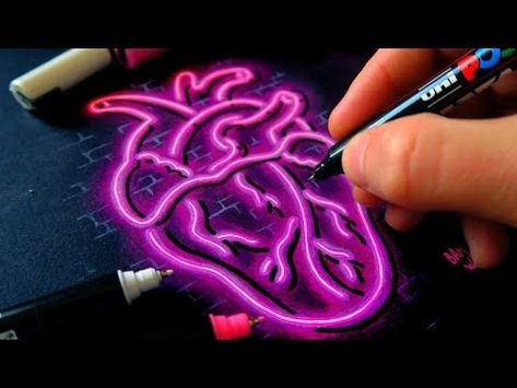 How to Draw GLOW Like a PRO *neon lights on paper tutorial* - YouTube Neon Drawings, Neon Art Print, Graffiti Canvas Art, Illusion Art, Marker Drawing, Neon Art, Neon Lights, Like A Pro, Neon Lighting