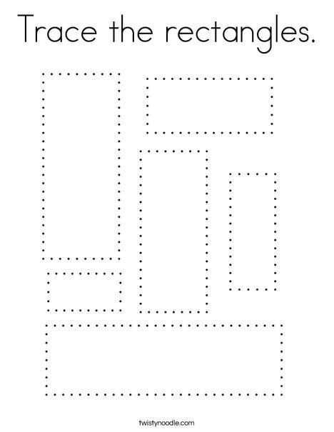 Trace the rectangles Coloring Page - Twisty Noodle Rectangle Worksheets For Preschool, Rectangle Preschool Activities, Rectangle Crafts For Preschool, Shapes Activities Preschool, Shape Worksheets For Preschool, Shape Activities Preschool, Shape Tracing Worksheets, Shapes Kindergarten, Twisty Noodle