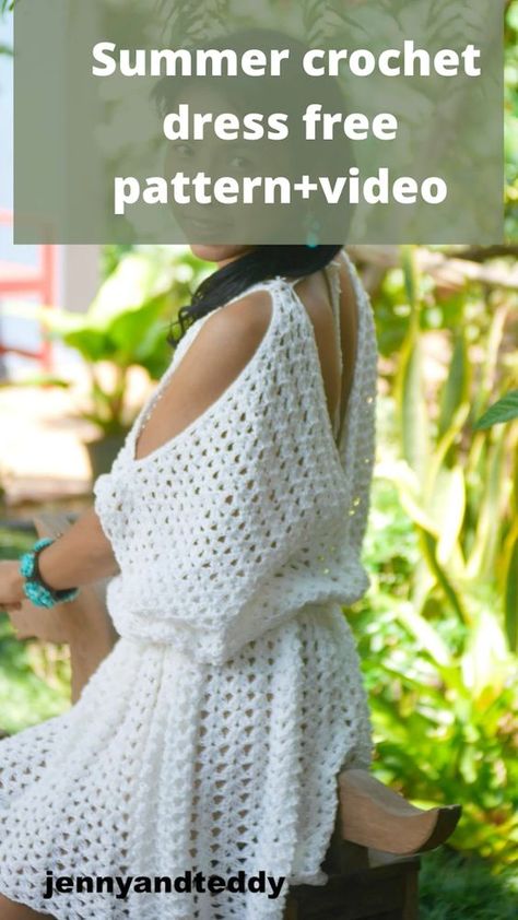 Free Crochet Summer Dress Patterns, Crochet Dress Tutorials, Crochet Dress Free Pattern, Mini Dress Pattern, Crochet Dress Pattern Free, Crochet Summer Dresses, Mode Crochet, Crochet Skirts, Dress Patterns Free