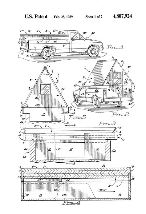 US4807924A - Folding camper for pick-up trucks - Google Patents Pickup Camping, Folding Campers, Rv Tent, Homemade Camper, Truck Frames, Pickup Camper, Truck Bed Camper, Tiny Camper, Old Technology