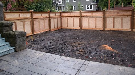 The owners of this high-end remodeled house didn't want any typical cedar fence.  With 6x6 posts and pressure-treated marine plywood, this fence is as durable as it is elegant. Plywood Fence, Split Rail Fence, Country Fences, Black Fence, Small Fence, Natural Fence, Cheap Fence, Timber Fencing, Horizontal Fence