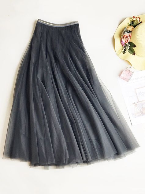 Long black tulle skirt