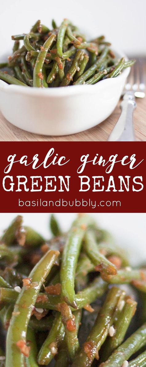 Garlic Ginger Green Beans for a Chinese Vegetable Side Dish just like PF Chang's restaurant! My favorite copycat recipe Chinese Garlic Green Beans, Green Beans Tomatoes, Takeout At Home, Pf Chang, Ginger Green Beans, Chinese Vegetables, Long Bean, Garlic Green Beans, Asian Vegetables