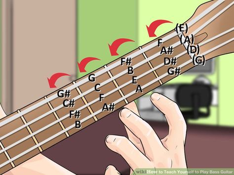 Image titled 558429 8 Learn Ukulele, Bass Guitar Scales, Bass Guitar Notes, Learn Bass Guitar, Bass Guitar Chords, Akordy Gitarowe, Basic Guitar Lessons, Music Theory Guitar, Guitar Notes