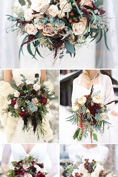 One seasonal bouquet is stunning for your special day. As a wedding enthusiast, this bouquet pairs beautifully with a snowy backdrop. Save this bouquet to your wedding board. Christmas Wedding Bridal Bouquets, December Wedding Flowers Bridal Bouquets, Cascade Winter Wedding Bouquet, Cascading Winter Bouquet, December Wedding Flowers, Christmas Bridal Bouquet Poinsettia, Winter Wedding Bouquet Evergreen Bridesmaid, Christmas Bridal Bouquet Cascading, Snowy Backdrop