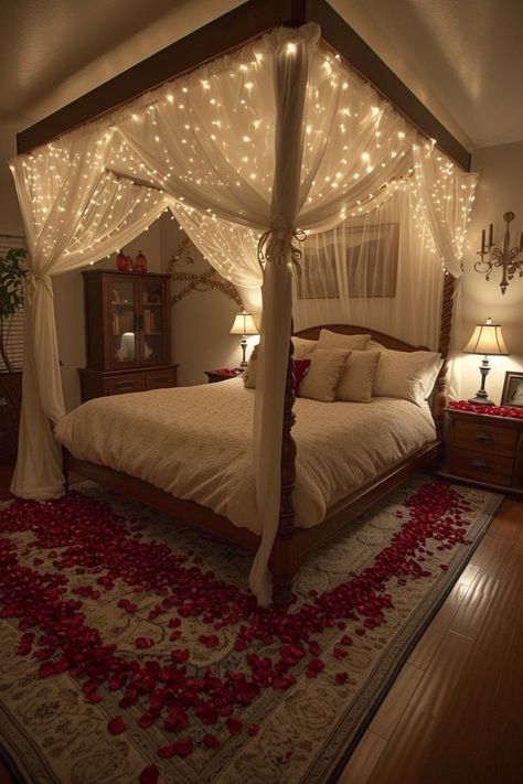 [AffiliateLink] Transform Your Bedroom Into A Romantic Sanctuary With These Inspiring Ideas For Couples. Discover Enchanting Decor Tips And Create The Perfect Ambiance For Intimate Moments. Explore Soothing Color Palettes, Dreamy Lighting Options, And Cozy Bedding Arrangements To Transform Your Space Into A True Haven Of Love. Whether You're Celebrating A Special Occasion Or Simply Want To Infuse Your Bedroom With Romance, These Ideas Will Help You Create An #dreamybedroomsromantic Dreamy Bedrooms Romantic, Bedrooms Romantic, Dreamy Lighting, Wedding Night Room Decorations, Rental Home Decor, Canopy Bed Diy, Cozy Bedroom Design, Bedroom Candles, Romantic Bed