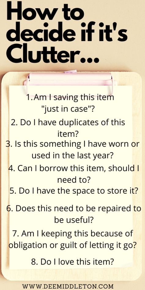 Declutter Checklist, Deep Cleaning Checklist, Housekeeping Tips, Getting Rid Of Clutter, Declutter Your Life, Household Cleaning Tips, Organize Declutter, Declutter Your Home, Cleaning Checklist