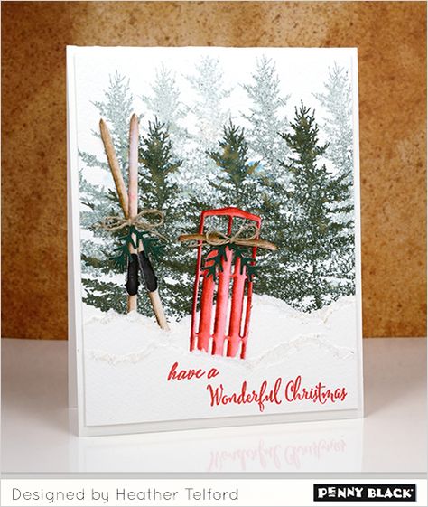 Stampin Up Alpine Adventure, Stampin Up Sled Cards, Winter Karten, Stampin Up Weihnachten, Christmas Cards 2018, Penny Black Cards, Stamping Cards, Projets Cricut, Winter Wishes