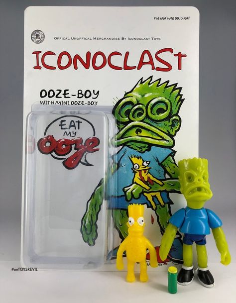 #TOYSREVIL: OOZE BOY by Iconoclast Toys #nonlicensed #bartsimpson #bootleg Bootleg Toys, Weird Toys, Toys Art, Toy Packaging, Horror Artwork, Happy Birthday Baby, Custom Toys, Custom Action Figures, Vinyl Toys