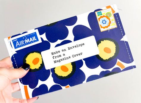 make an envelope from a magazine cover Make An Envelope, Snail Mail Pen Pals, Corner To Corner Crochet, How To Make An Envelope, Diy Envelope, Envelope Art, Finnish Design, Orla Kiely, Upcycled Fashion