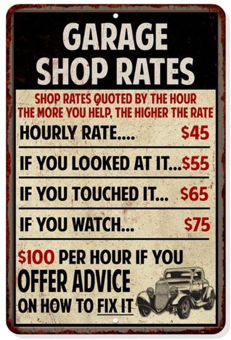 Amazon.com: Shop Rates Sign Garage Rustic Wall Décor Mechanic Signs Pops Decorations Mechanics Automotive Man Cave Bar Tin Vintage Mancave Car Funny Retro Plaque Dads Gift 8 x 12 High Gloss Metal 208120068019: Office Products Mechanic Signs, Car Funny, Man Cave Bar, Rustic Wall, Man Cave, Tin, Garage, Signs