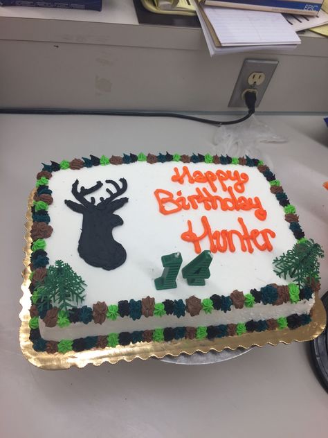 Hunting Birthday Party Cake, Hunting Theme Cake, Hunting Cakes For Boys, Easy Hunting Cake, Birthday Cake For A Hunter, Hunting Birthday Cakes For Men Deer, Deer Hunting Cake, Hunting Birthday Cakes, Hunting Cake