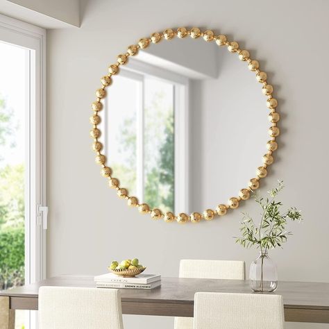 Elevate your space with the unmatched beauty and refined aesthetic of our premium wall mirror. Ready to Hang Bedroom Decoration, 36" Diameter Signature Wall, Metal Room, Beaded Mirror, Gold Mirror Wall, Living Room Mirrors, Madison Park, Metal Mirror, Round Wall Mirror, Round Mirror