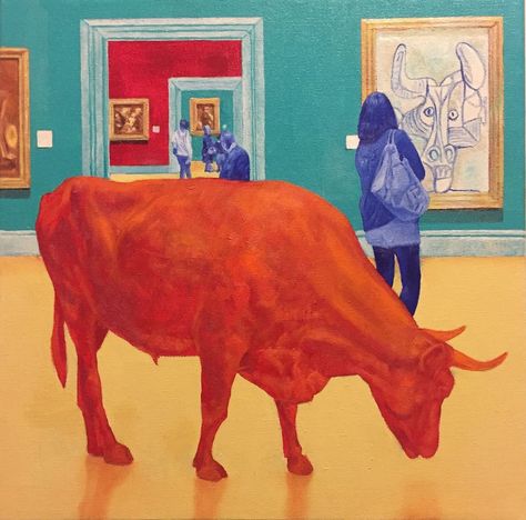 Mark Liam Smith | OIL | Bull Market Bull Market, Metropolitan Museum, Surrealism, Oil On Canvas, Moose Art, Canvas, Animals, Art