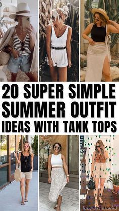 Best Summer Tank Tops, Hot Summer Casual Outfits, How To Wear Tank Tops Outfit Ideas, Hot Summer Vacation Outfits, Styling Tank Tops Summer, Jeans And Tank Top Outfit Summer, Summer Outfits In Your 30s, Summer Outfits For Women In 30s, How To Style Tank Tops Summer Outfits