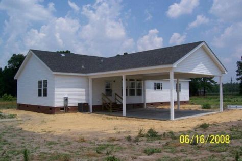 Add On Carport To House, Add On Patio Ideas, Mobile Home Carport Ideas, Manufactured Home Porch, Double Wide Remodel, Mobile Home Exteriors, Manufactured Home Remodel, House Front Porch, Carport Designs