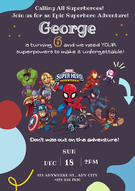 Superhero Invite, Superhero Party Invitations, Super Hero Day, 4de Verjaardag, Superhero Birthday Invitations, Superhero Invitations, Superhero Theme Party, All Superheroes, Disney Invitations