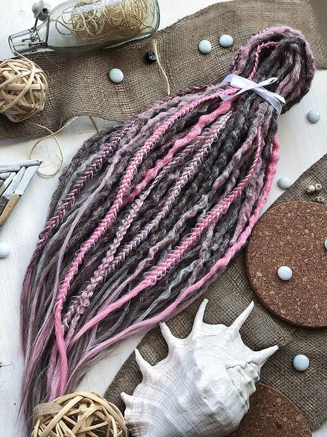 Pink Synthetic Dreads, New Dreads, Ombre Dreads, Dreadlocks Extensions, Double Ended Dreads, Grey Crochet, Crochet Dreads, Ponytail Bun, Dreadlock Style