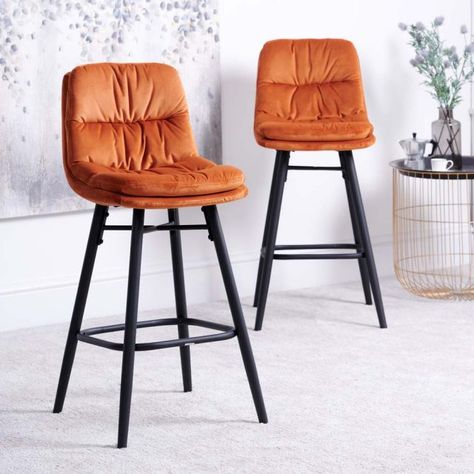 Bar Stools Uk, Breakfast Bar Table, Orange Breakfast, Breakfast Bar Chairs, Table And Stools, Table Stools, Kitchen Bar Table, Bar Table And Stools, Orange Home Decor