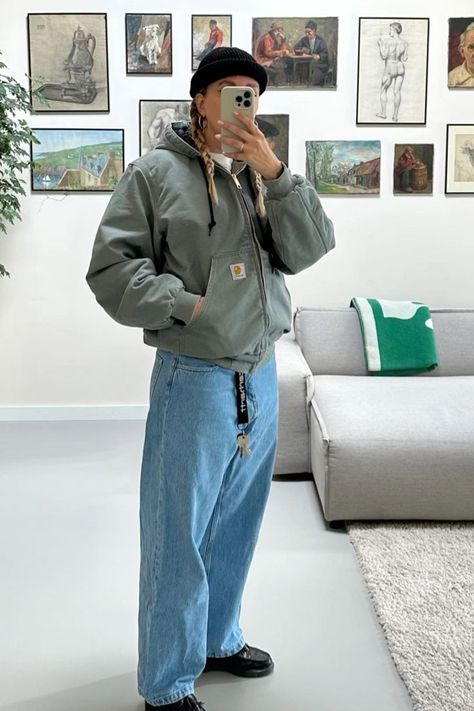 Carhartt Detroit Jacket, workwear, oversized outfit, cozy fall, Bella Hadid fit, streetstyle, instagram photo ideas, winter outfit, carhartt jacket girls, grey coat outfit, fall fashion, winter fashion, fall outfits 2023, uni outfit, uni girl outfit, Carhartt double knee pants, Carhartt carpenter pants, fall fit inspo, north face puffer, vintage clothing, vintage north face, vintage carhartt, jacob elordi, north face jacket fit, jacob elordi style, hailey bieber fashion, fall fit, faded carhartt Green Carhartt Jacket Outfit, Carhartt Hoodie Outfit Woman, Green Loafers Outfit, Carharrt Outfit, Carhartt Coat Outfit, Carhartt Outfit Woman, Carhartt Jeans Outfit, Carhartt Hoodie Outfit, Carhartt Jacket Outfit Woman