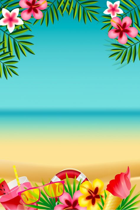 Simple Summer Cool Theme Background Hawaiian Theme Background, Summer Birthday Wallpaper, Summer Theme Design, Beach Party Background, Summer Time Backgrounds, Summer Template Background, Summertime Backgrounds, Summer Party Background, Summer Theme Background