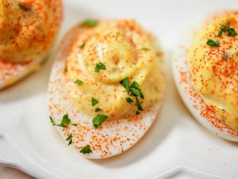 Lemon Caper Deviled Eggs Recipe | Katie Lee Biegel | Food Network Katie Lee Biegel, The Kitchen Food Network, Picnic Recipes, Wine And Food Festival, Fried Oysters, Fitness Blender, Deviled Eggs Recipe, Egg Dish, Eat Real Food