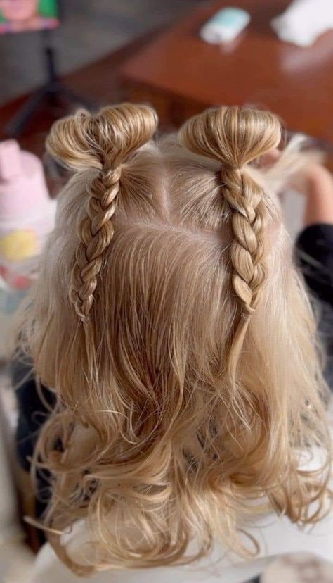 Hairstyles For 6 Year Girl, Summer Hairstyles For Kids, Easy Toddler Hairstyles, Toddler Hair Styles, Easy Little Girl Hairstyles, Dunner Wordend Haar, Girly Hairstyles, Girl Hair Dos