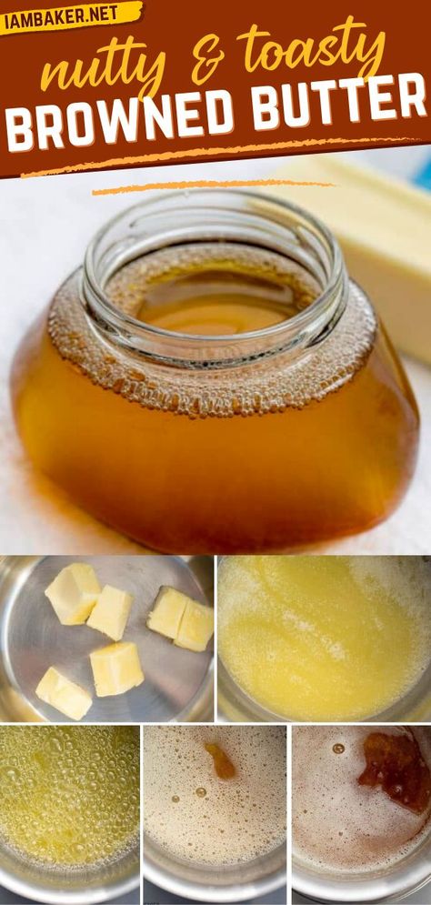 Try this homemade condiment recipe! Browned Butter, also known as beurre noisette, is the process of cooking unsalted butter until the water has been cooked out and it has a nutty and toasty taste. Pin this DIY condiment! Butter Recipes Homemade, Honey Glazed Salmon, Brown Butter Sauce, Toffee Cookies, Homemade Condiments, Butter Toffee, Condiment Recipes, Butter Recipes, Browned Butter