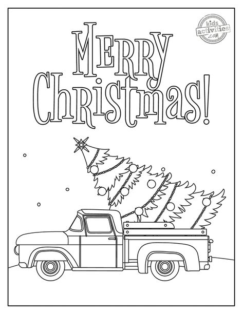 Truck With Christmas Tree Coloring Page, Christmas Truck Coloring Page, Christmas Coloring Pages Adult, Vintage Christmas Coloring Pages, Stencil Pictures, Christmas Coloring Printables Free, Adult Christmas Coloring Pages, Vintage Coloring Pages, Free Christmas Coloring Sheets