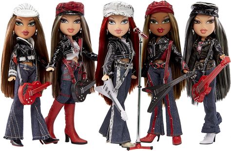 Yasmin, Cloe, Roxxi, Sasha and Jade Bratz Doll Halloween Costume, Bratz Rock Angelz, Bratz Yasmin, Doll Images, New Barbie Dolls, Bratz Doll Outfits, Bratz Girls, Monster Prom, Disney Princess Dolls