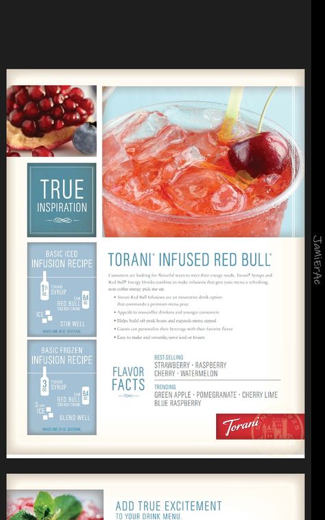 Infused redbull Red Bull Infusion Recipe, Redbull Refresher Recipe, Scooters Red Bull Infusion Recipe, Infused Redbull Recipe, Flavored Red Bull Recipes, Redbull Infusion Drink Recipes, Torani Syrup Recipes Drinks Red Bull, Red Bull Infused Drinks, Redbull Station At Home