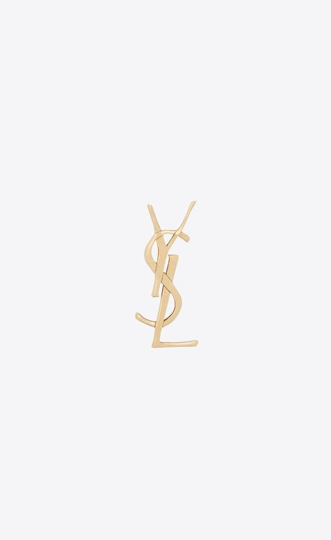 CASSANDRE stud earring in 18K yellow gold | Saint Laurent | YSL.com Ysl Earrings, France Colors, Black Earrings, Recycled Gold, Small Leather Goods, Stud Earring, Gold Gold, Ear Piercings, Amazing Women