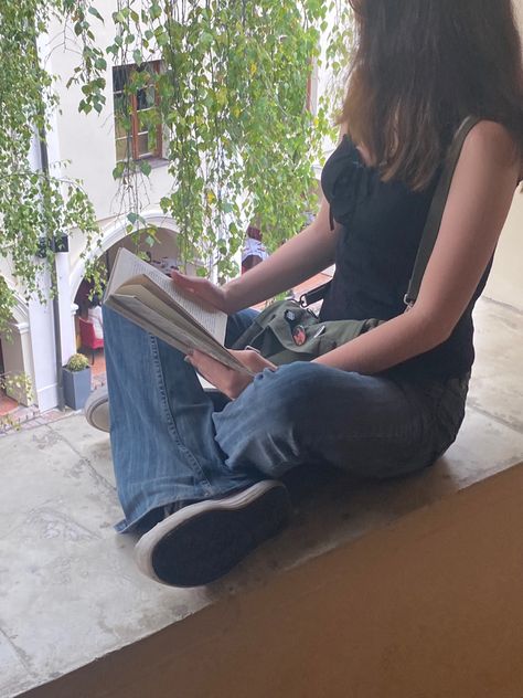 pinterest girl booktok rorygilmore gilmoregirls fall vibes autumn aesthetic brandymelville classicbooks converse flared jeans babydoll urban outfitters Downtown Girl, Girl Reading, Pinterest Girls, Fall Vibes, Brandy, Reading, Pins, Quick Saves