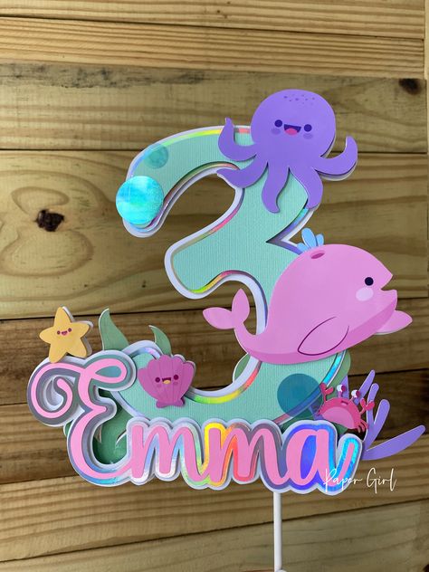 Under The Sea Cake Topper, Sea Cake Topper, Cake Topper Diy, Under The Sea Cake, Sea Cake, Sea Cakes, Under The Water, Diy Cake Topper, Topper Cake