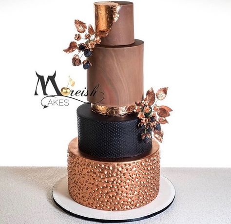 Metallic Wedding Cakes, Metallic Cake, Black Wedding Cakes, Modern Cakes, Zucchini Cake, Gorgeous Wedding Cake, Cake Trends, Modern Wedding Cake, Elegant Cakes