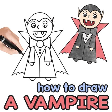 Vampire Directed Drawing Guide Easy Homemade Playdough, Vampire Drawing, Easy Homemade Playdough Recipe, Vampire Drawings, Homemade Playdough Recipe, How To Draw Steps, Directed Drawing, Birds In The Sky, Marker Paper