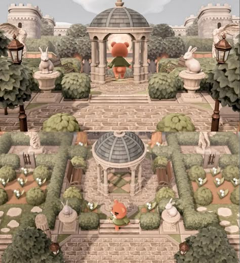 Animal Crossing Parisian Theme, Elegant Core Acnh Neighborhood, Acnh Elegant Neighborhood, Anch Elegantcore, Animal Crossing French Town, Acnh Castlecore Entrance, Elegant Acnh Island, Acnh Elegant Entrance, Acnh English Garden