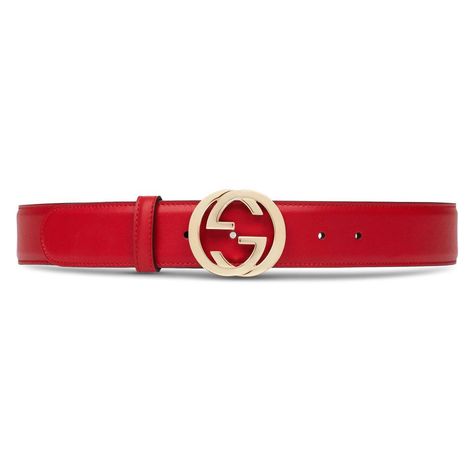 Gucci | Red Gold-Tone Gg Interlocking Leather Belt Belt Gucci, Gucci Marmont Bag, Gucci Leather Belt, Monogrammed Scarf, Suede Chukkas, Jordan Shoes Girls, Sequin Bag, Red Belt, Belt Leather