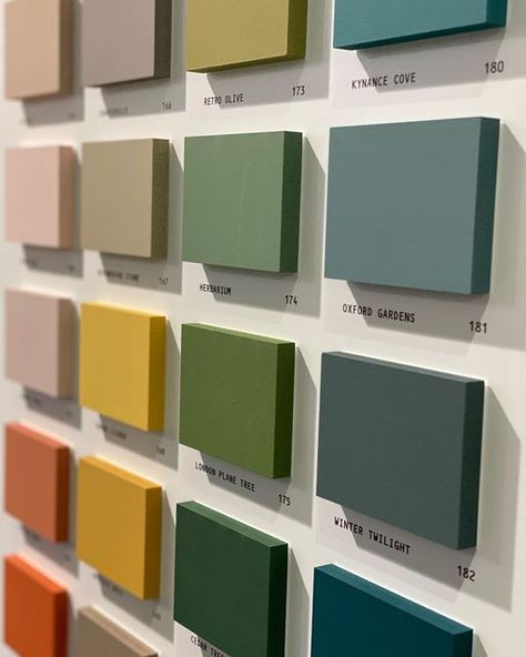 Paint Swatch Wall, Paint Sample Wall, Paint Swatches Wall, Paint Display, Paint Color Swatches, Lifestyle Studio, Paint Store, New Paint Colors, Paint Swatches