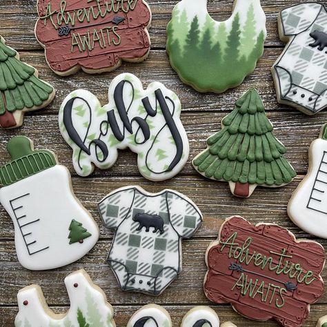 Rustic, woodland, adventure were the notes for this baby boy set! #babycookies #babyshowercookies #rusticbabycookies #woodlandbabycookies… | Instagram Flannel Party, Lumberjack Theme, Plaid Baby Shower, Lumberjack Birthday Party, Golden Party, Sneaker Ball, Lumberjack Baby Shower, Lumberjack Baby, Lumberjack Birthday