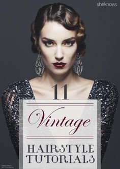 Elegant vintage hairstyle tutorials that will take you back in time 1920s Hairstyles With Headband, Burlesque Hairstyles, Easy Vintage Hairstyles, 20s Hair, Bridesmaid Hair Tutorial, Hairstyles Elegant, Flapper Hair, Retro Updo, Vintage Hairstyle