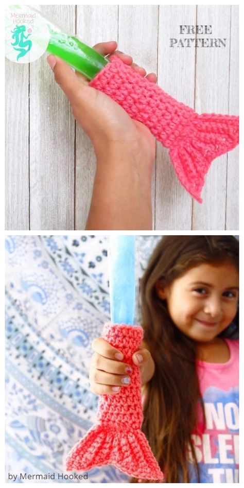 Crochet Holder, Crochet Projects To Sell, Crochet Mermaid Tail, Cozy Crochet Patterns, Crochet Cozy, Crochet Mermaid, Ice Pop, Crochet Blog, Haken Baby