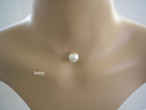 Handmade to order using your colour choice of chunky 12mm glass pearl on top quality German made transparent nylon thread, to give a 'floating' illusion effect Floating Pearl Necklace, Women In White, Single Pearl Necklace, Floating Necklace, Pearl Necklaces, Pearl Choker, Organza Gift Bags, Necklaces For Women, Brides And Bridesmaids