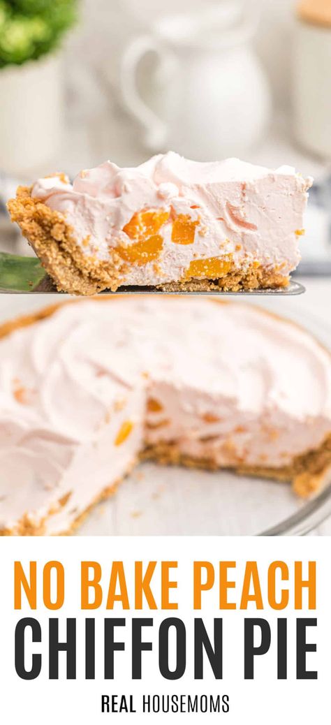 Peach Icebox Pie, Peach Chiffon Pie, Yogurt Jello, Recipe Desert, Quick Summer Desserts, Peach Desserts Easy, Easy Peach Pie, Nobake Dessert, Peach Jello